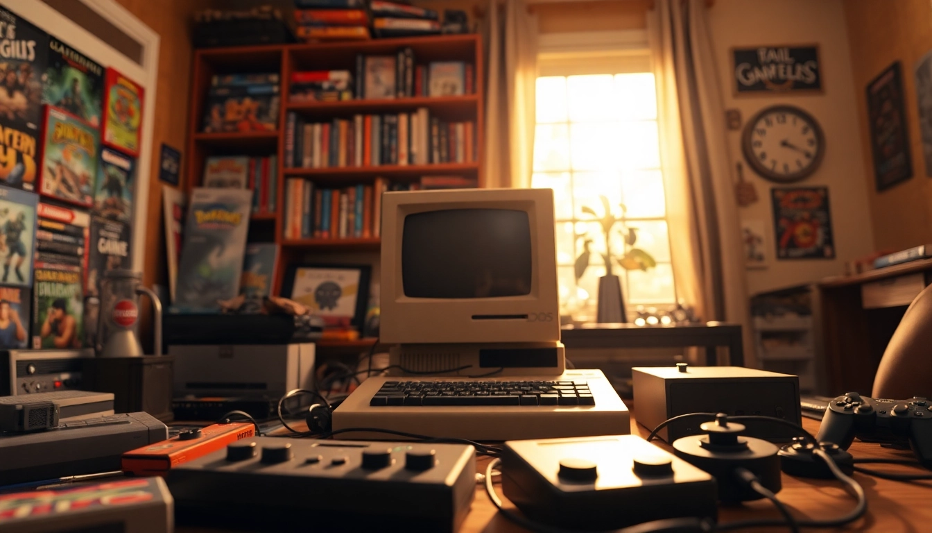 Engaging scene of someone ready to play dos games on a vintage computer setup.