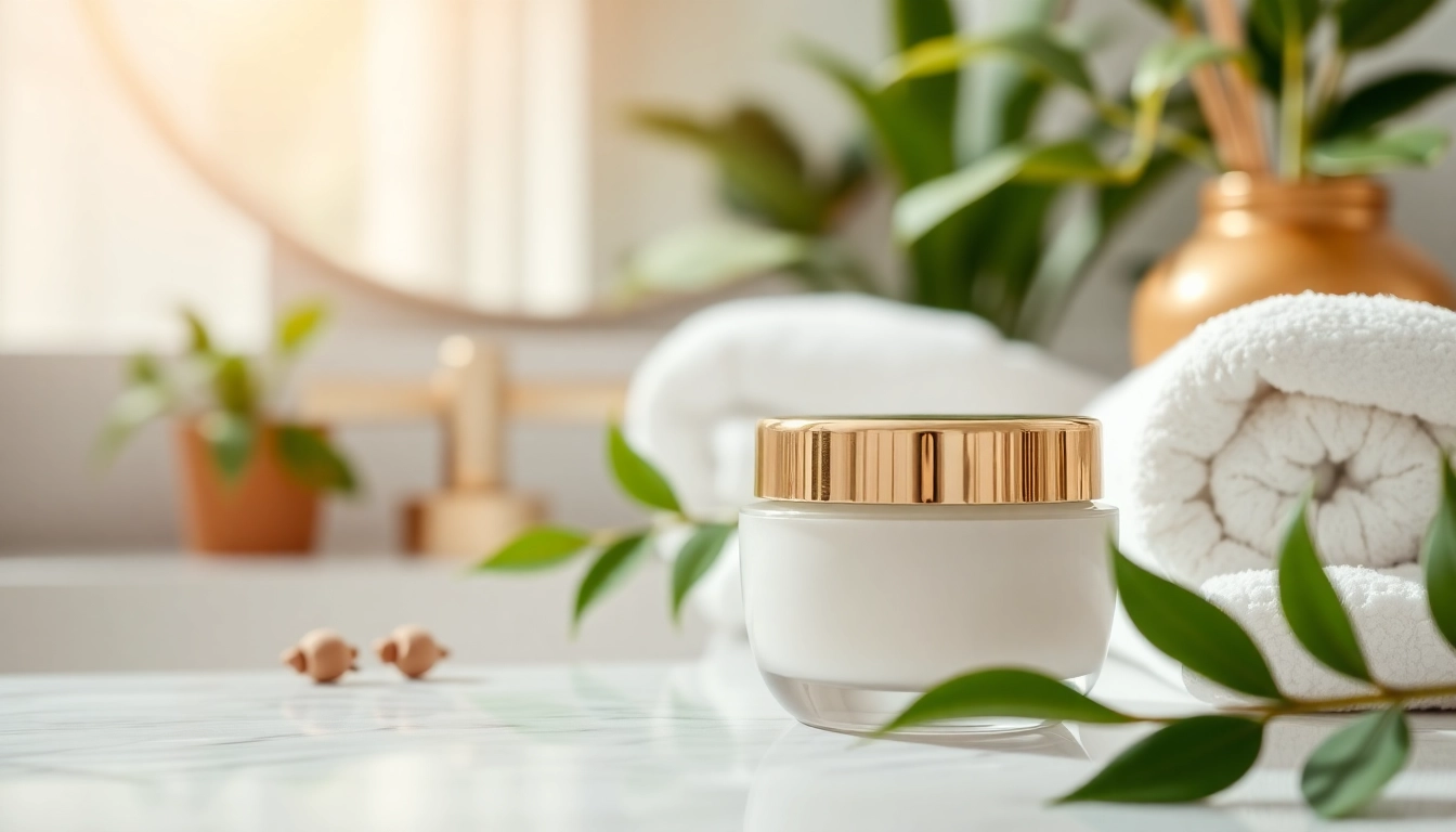 Moisturizing cream displayed on a stylish vanity, highlighting its luxurious texture and fresh ambiance.