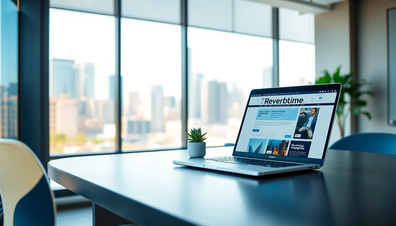 Discover insights from Reverbtime Magazine in a modern, professional workspace with a city view.