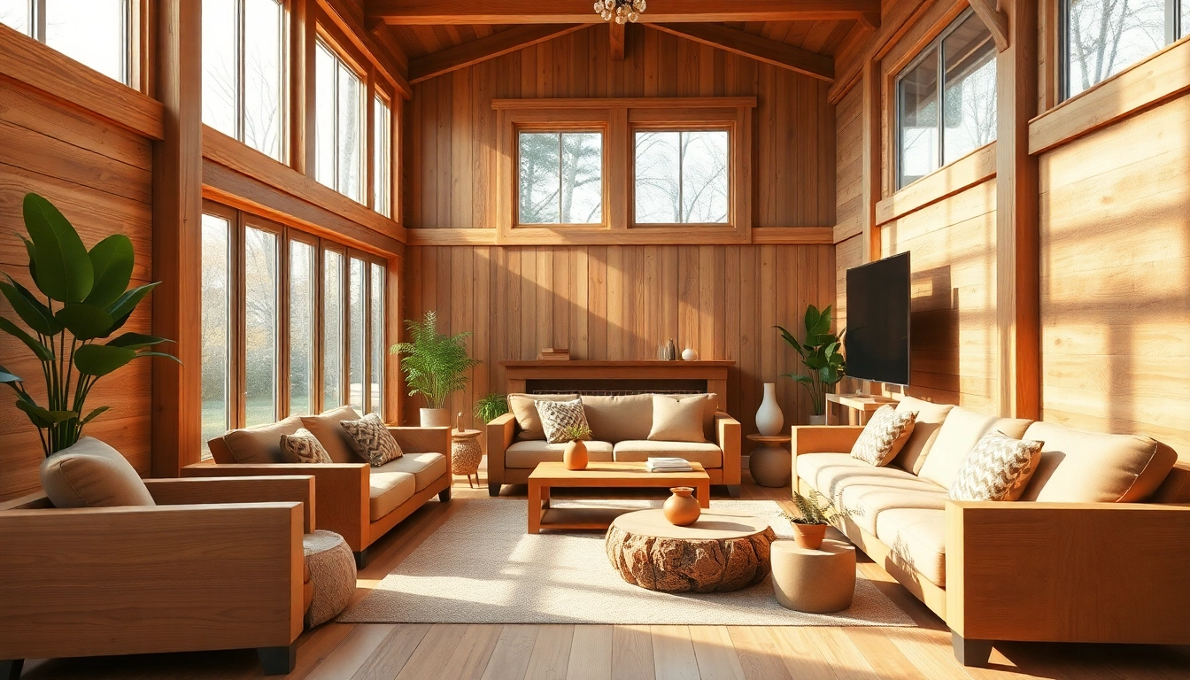 Woodstyl creëert een warme en stijlvolle houten woonkamer met natuurlijke elementen.
