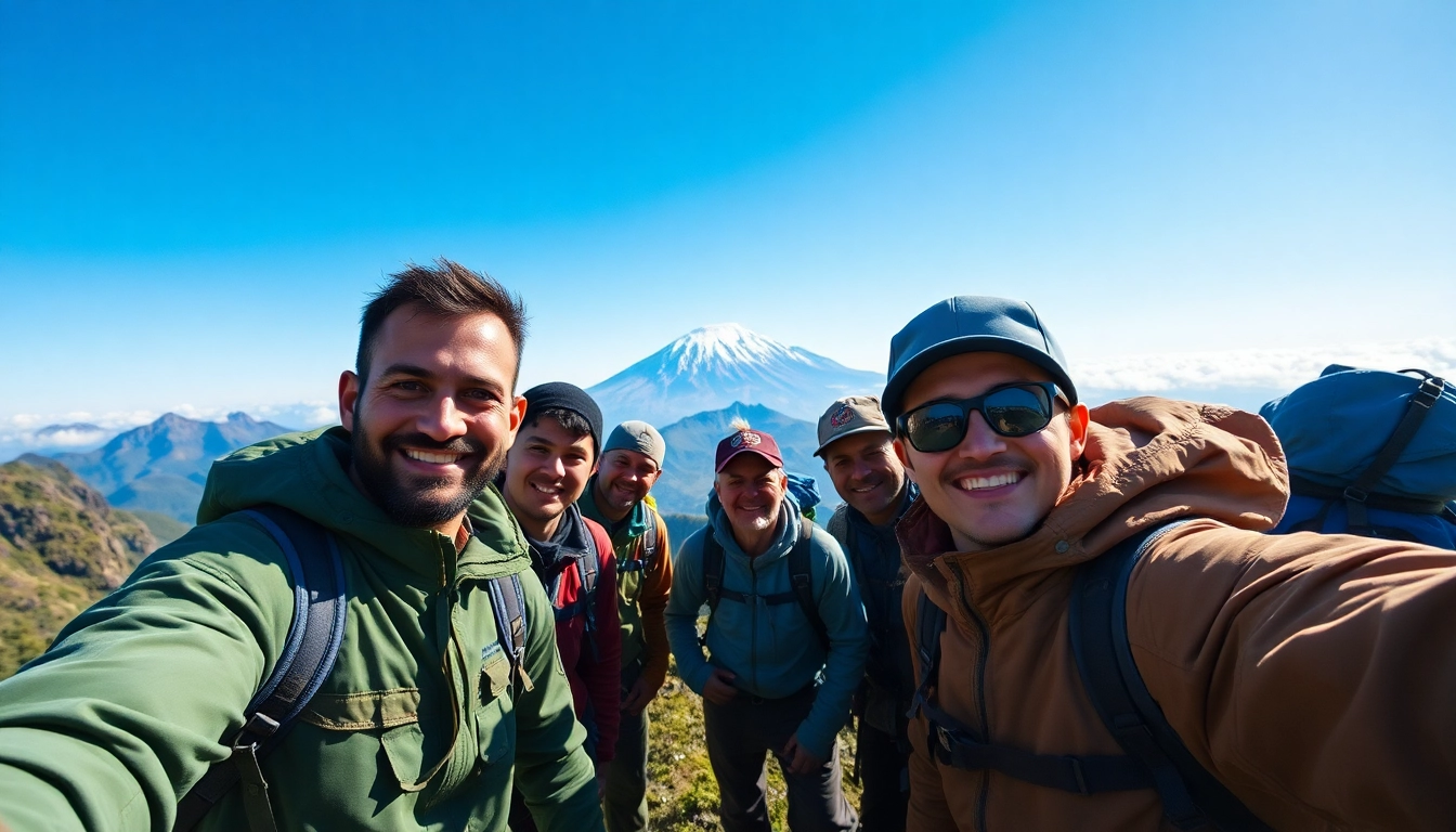 Kilimanjaro Climbing Groups share an adventurous moment while climbing Mount Kilimanjaro.