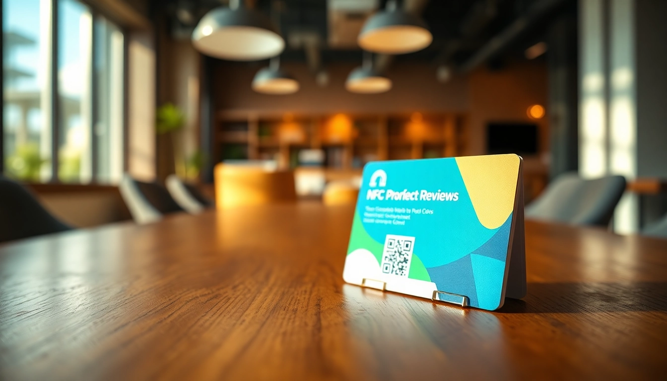 Showcase of reviewcardsgoogle, an NFC-enabled review card in a modern business setup.