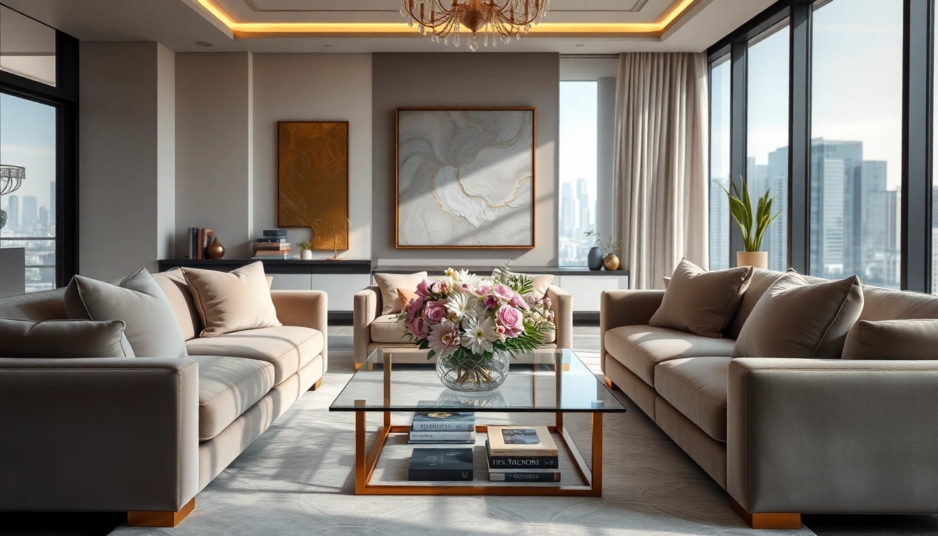 Experience captivating luxury interior design in a sophisticated living room ambiance.