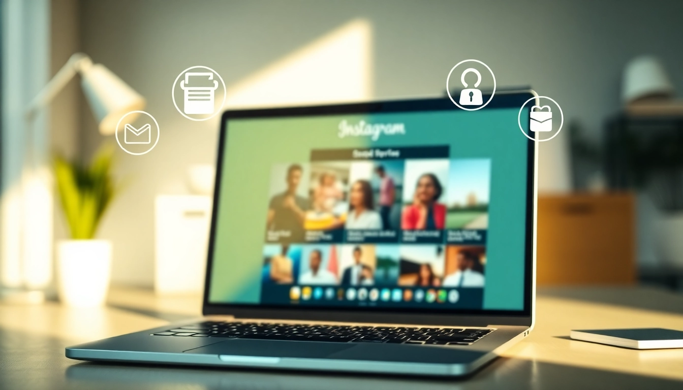 View an anonymous Instagram story viewer tool on a laptop screen in a modern workspace.