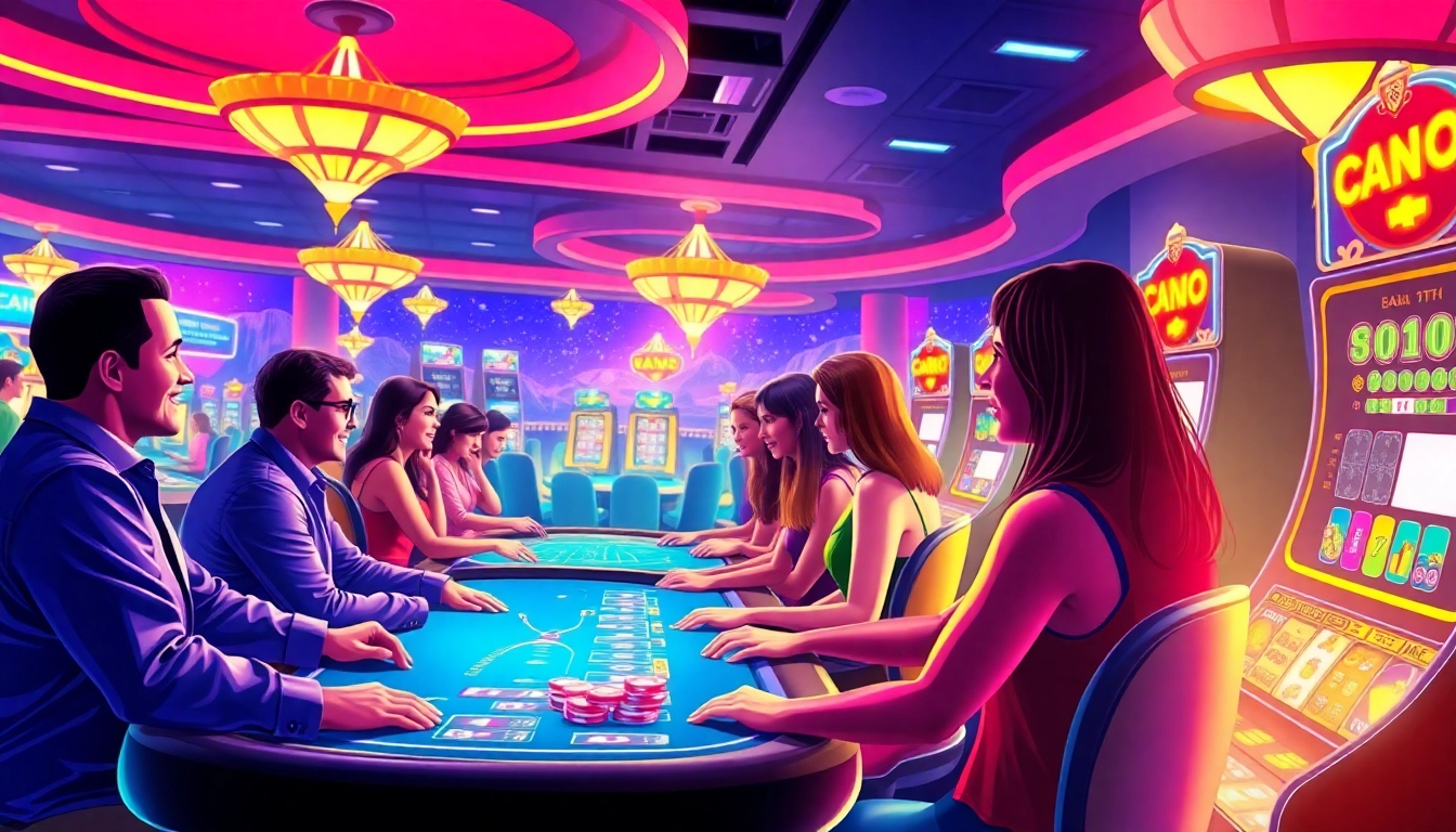 Experience excitement and engagement at the Best Online Casino Malaysia 2025 with vibrant illustrations of virtual gaming.