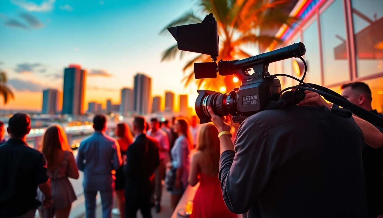 Capturing Miami Corporate Event Videography Photography with a professional team at a vibrant event scene.