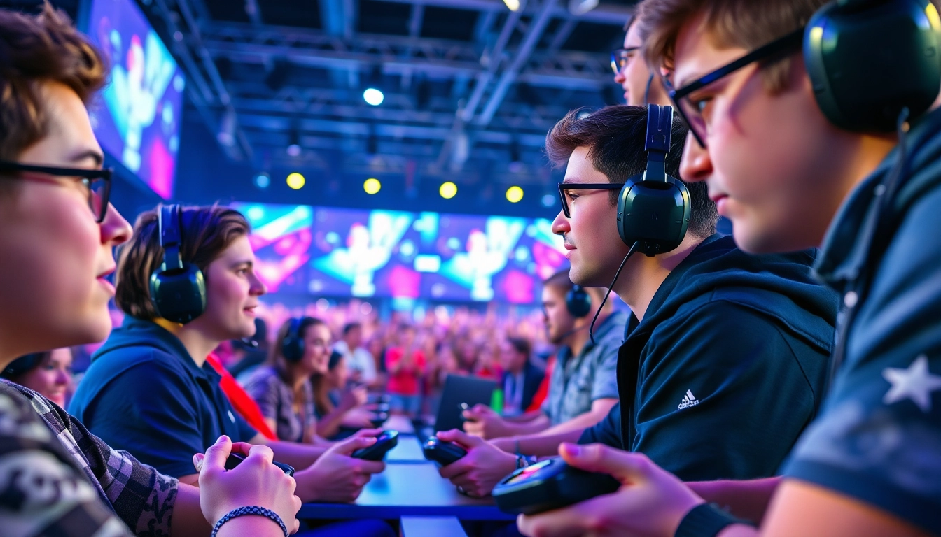 Permainan bolacc game dengan para gamer yang fokus dan kompetitif di panggung utama.