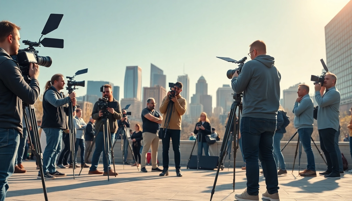 Capture Calgary Video Production teams in action on a vibrant urban film set.