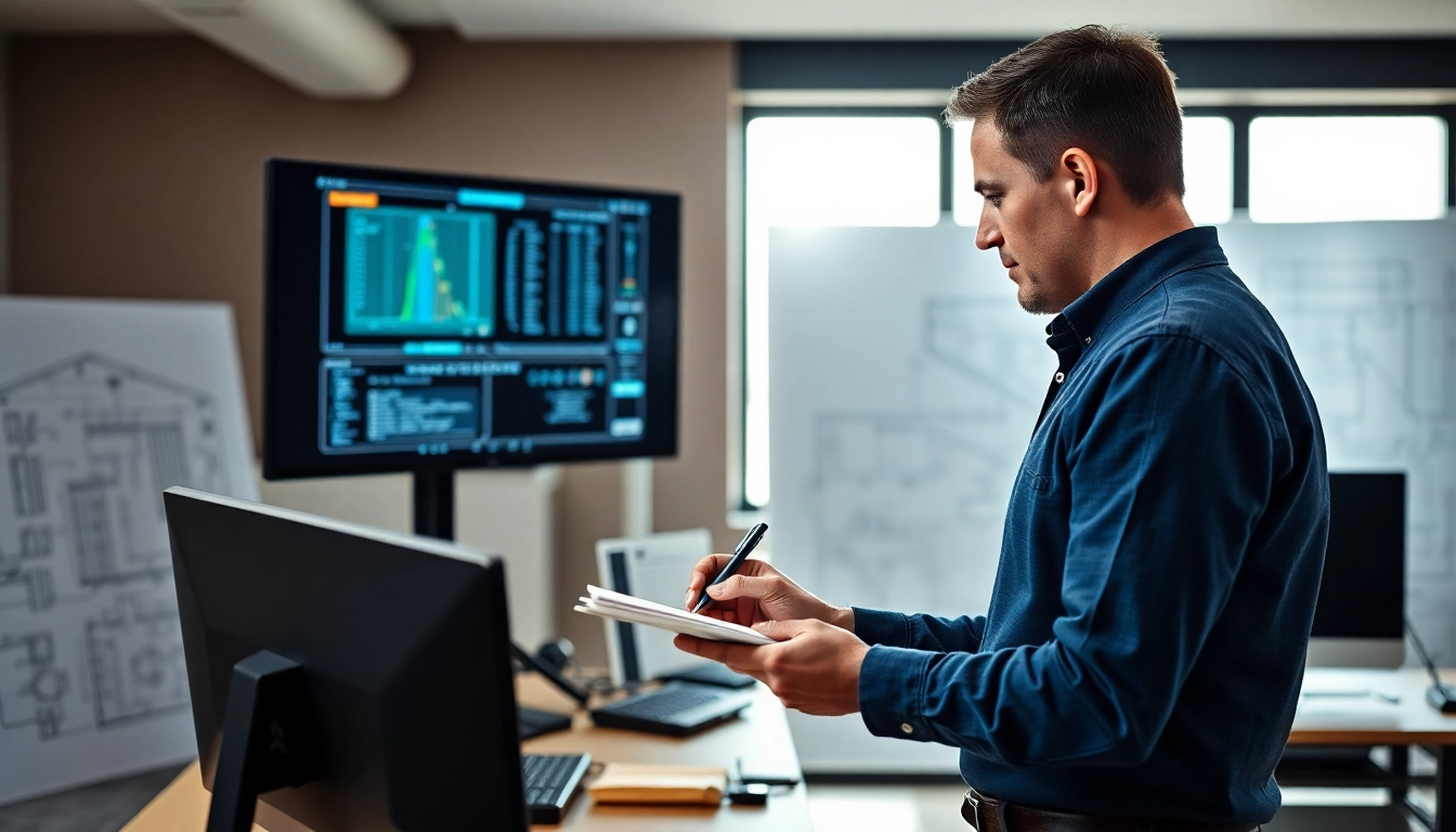 Calculate Manual N load calculation with a professional engineer analyzing data in a modern office.