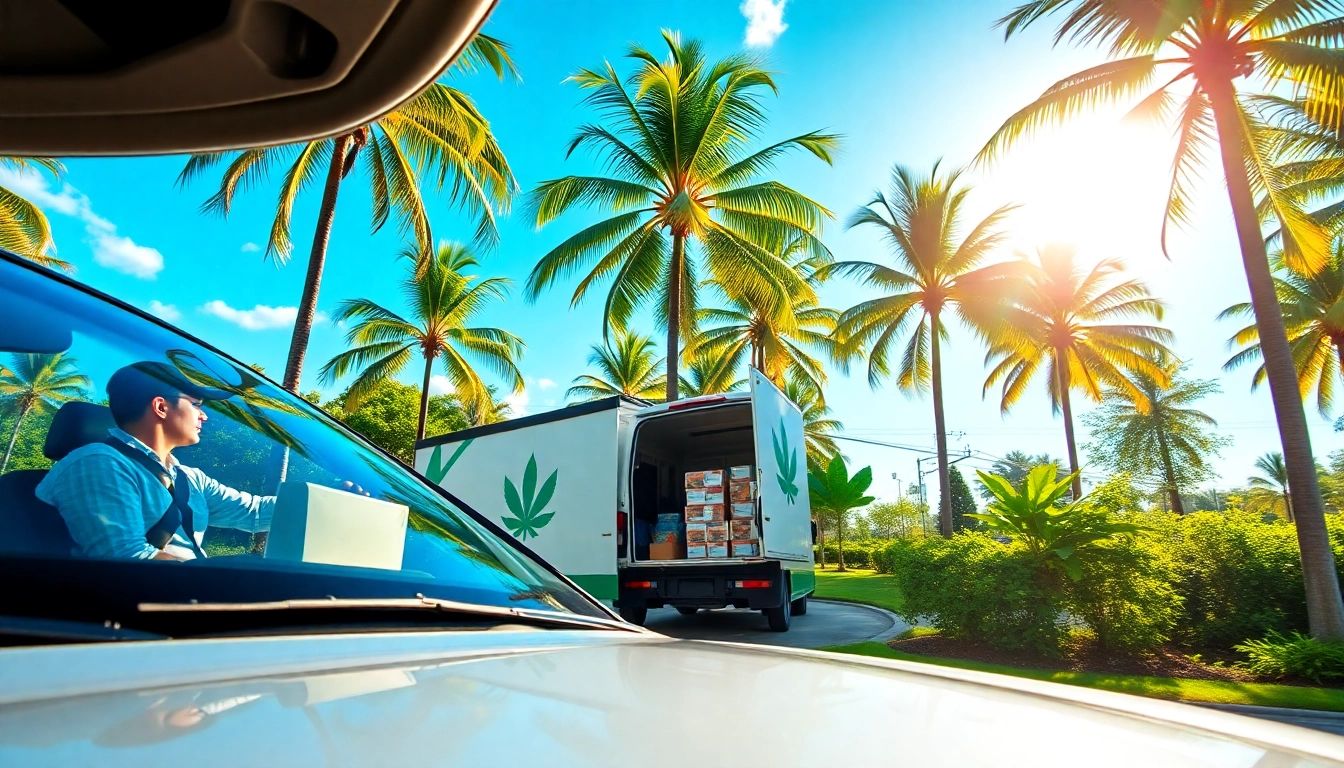 Cannabis Shipping to Florida vehicle preparing for delivery amidst a sunny landscape.