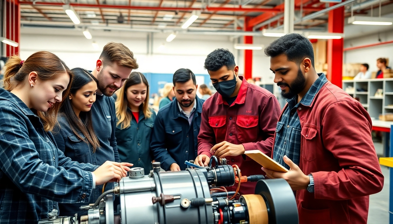 Students actively learning and practicing skills at a trade school Tennessee education facility.