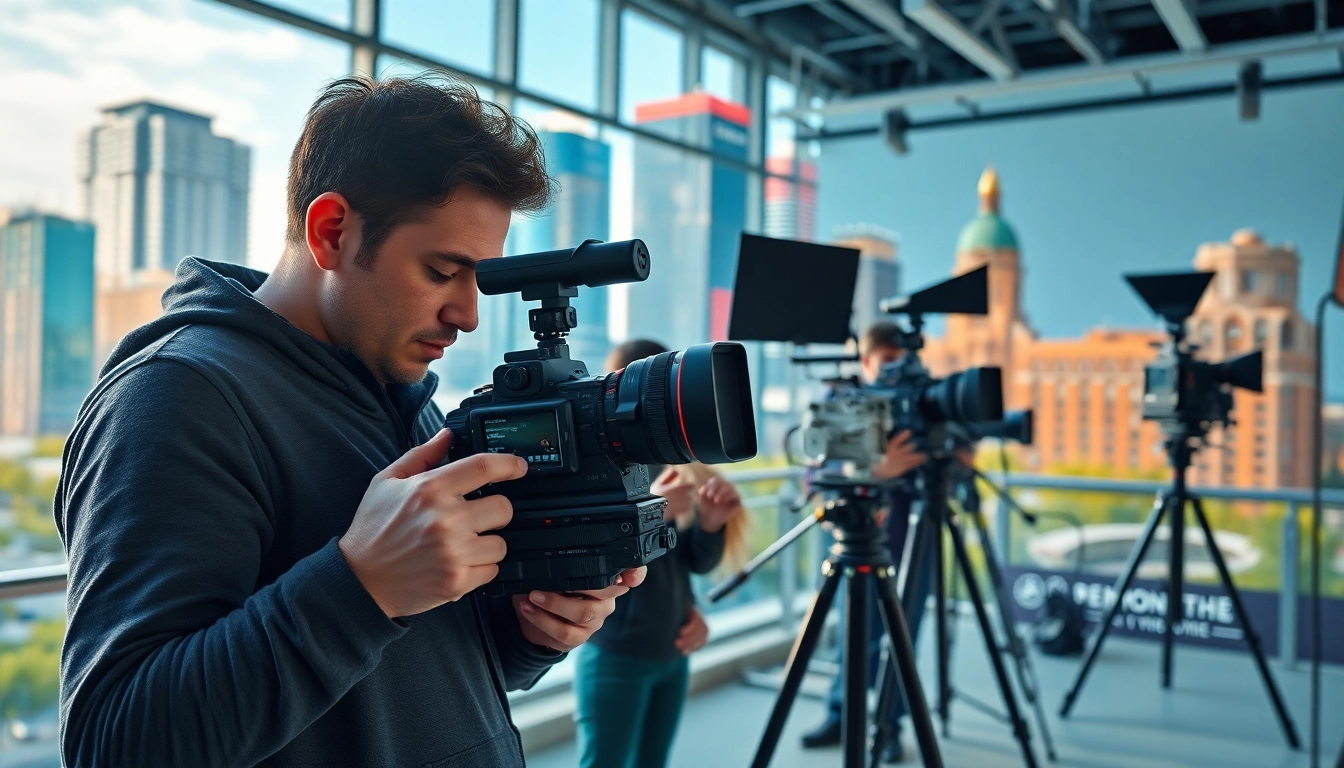 Engaged video production team in Edmonton creating compelling video content.