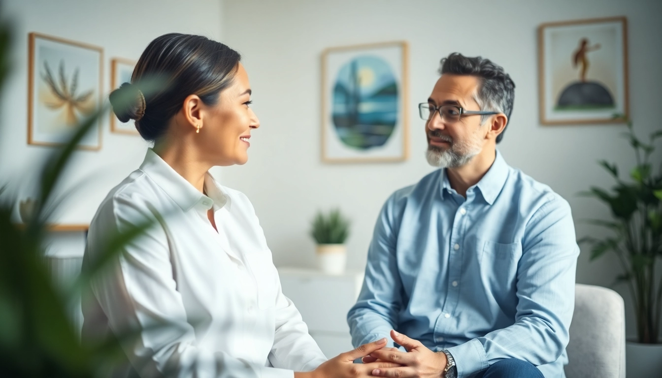 Helping someone cope with anxiety during a therapy session in a calming environment.