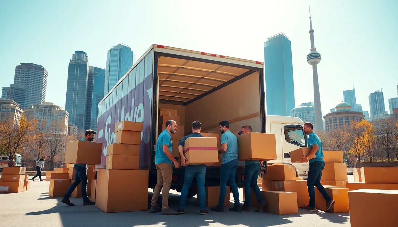 Efficient moving services in Toronto with a professional team and packed truck ready for relocation.
