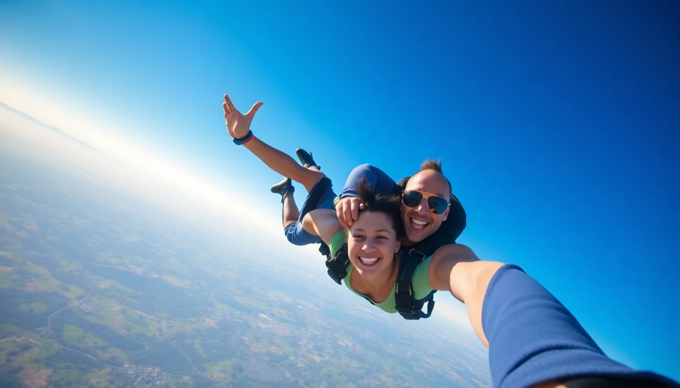 Uživajte v tandemski skok s padalom in osupljivem prostem padu.