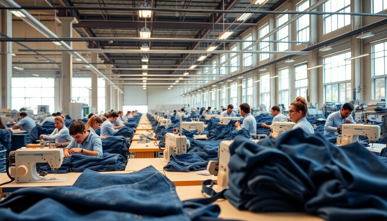showcasing jeans factory manufacturers producing high-quality denim at work