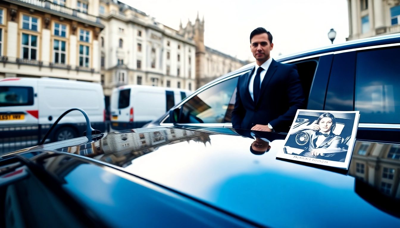 Experience premier chauffeur hire London with a professional chauffeur by a luxury vehicle.