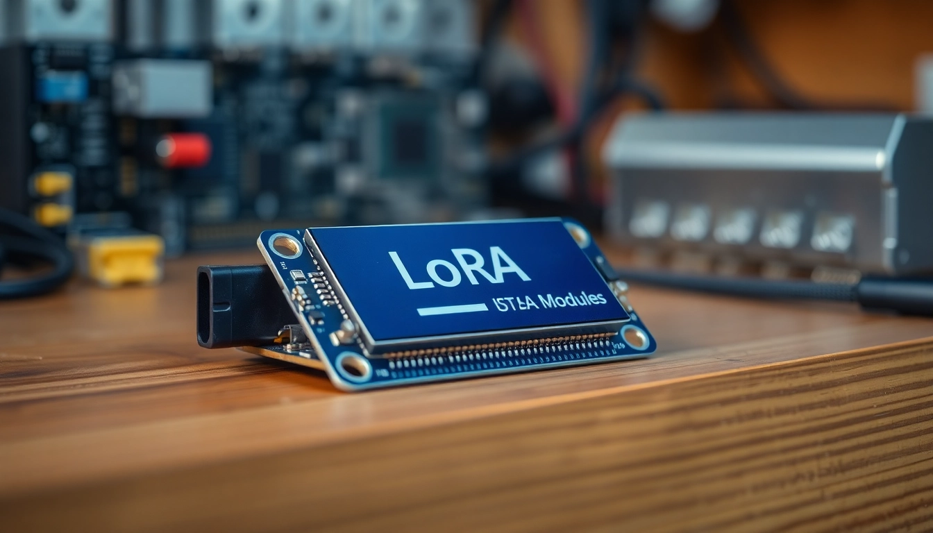 Showcasing a LoRa module with intricate details, highlighting its compact design for IoT applications.