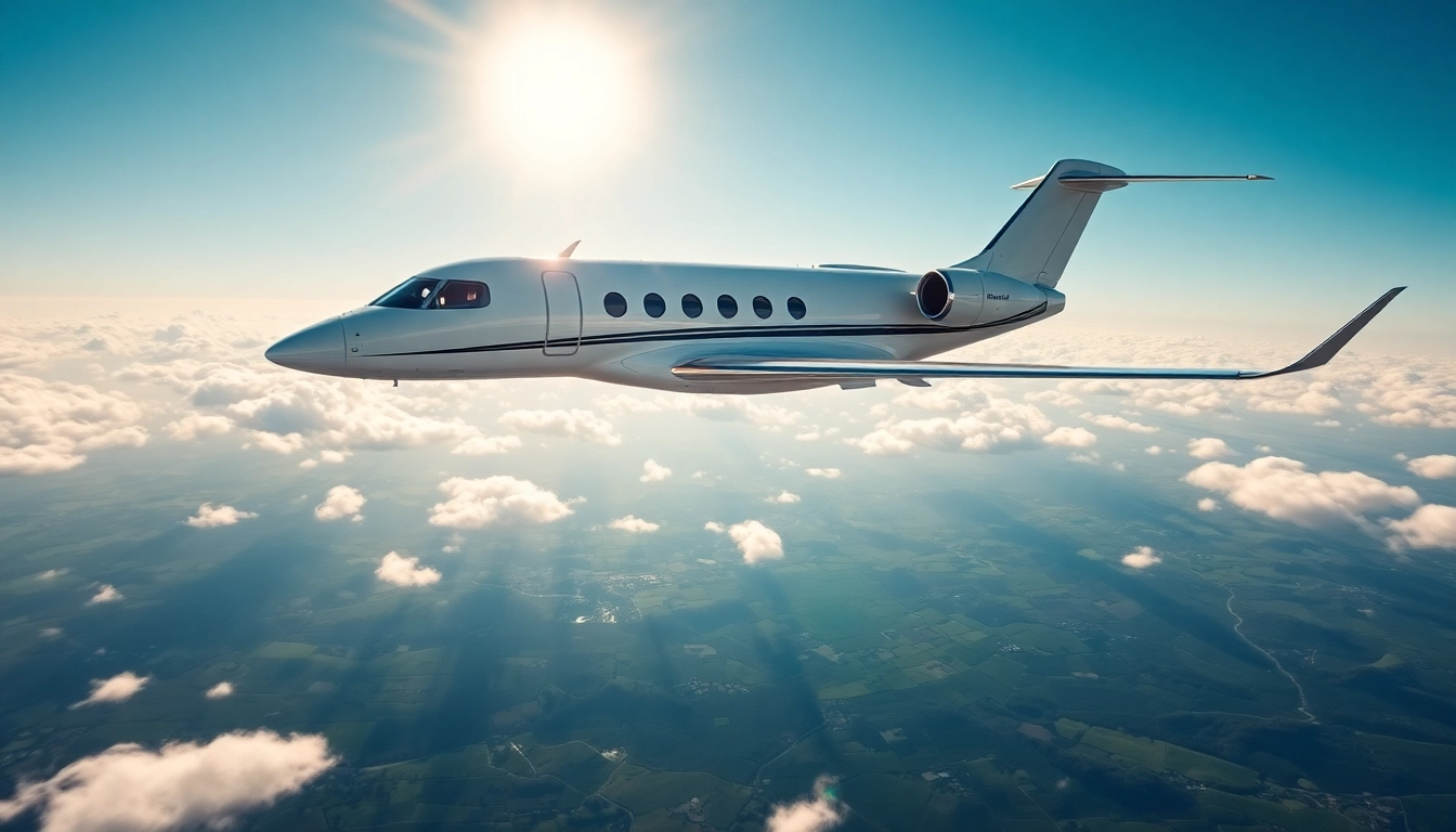 Experience the elegance of customized luxury aviation with a stunning private jet in flight.