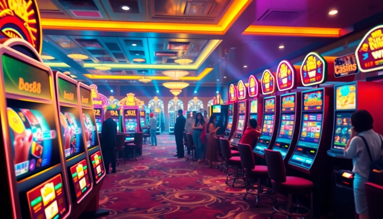 Mainkan bos88 slot dengan suasana kasino yang cerah dan menyenangkan.