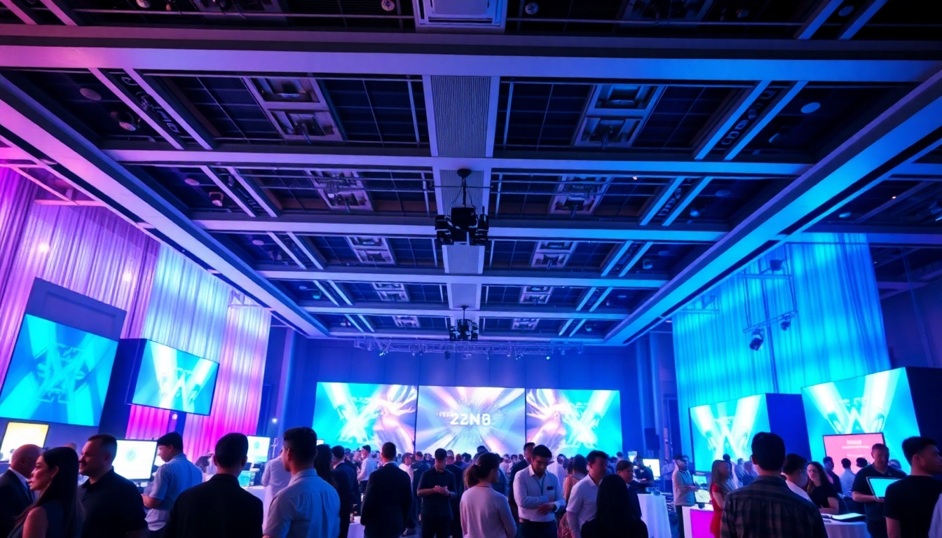 Engaging gathering at a Singapore event production agency featuring vibrant decor and advanced audiovisual setups.