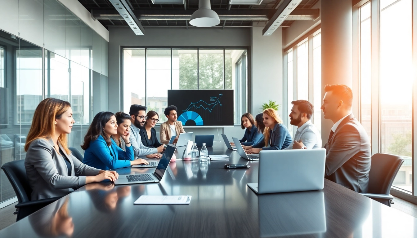 Collaborative business meeting at https://inbusinessphx.com with diverse professionals exchanging ideas.