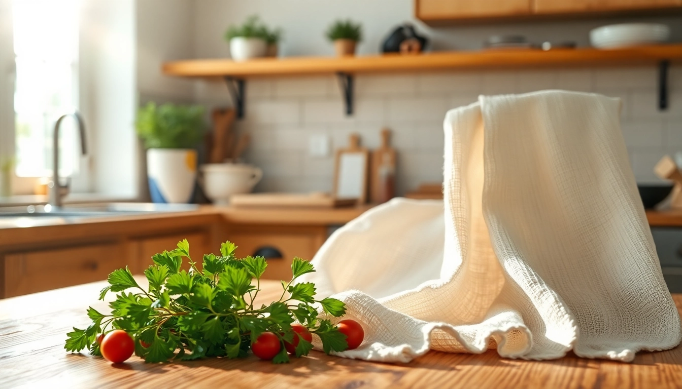 Gebruik de kaasdoek om ingrediënten te zeven en drapeer deze elegant over een houten tafel.