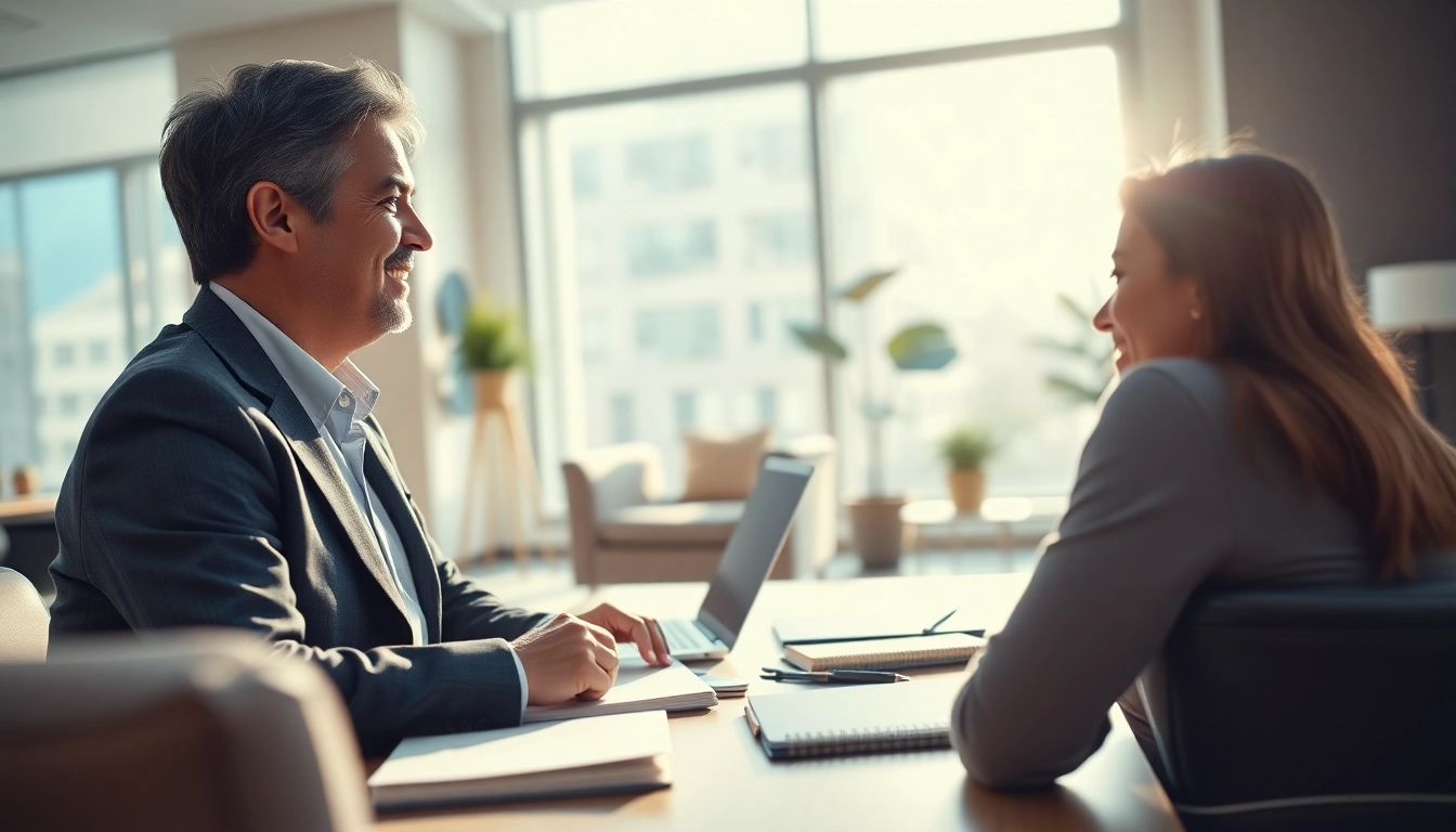 Relationship coach conducting a one-on-one session in an inviting office setting.