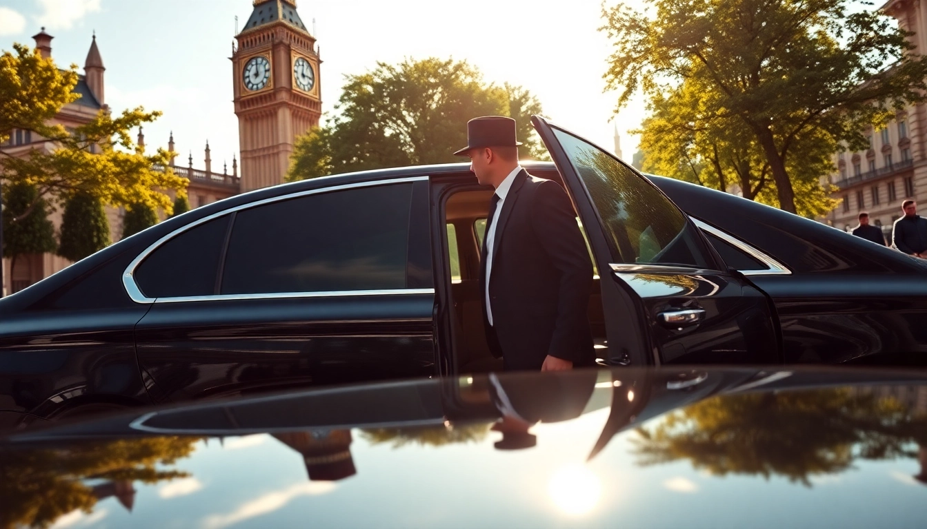Experience the elegance of chauffeur service london with a professional chauffeur by a luxury vehicle.