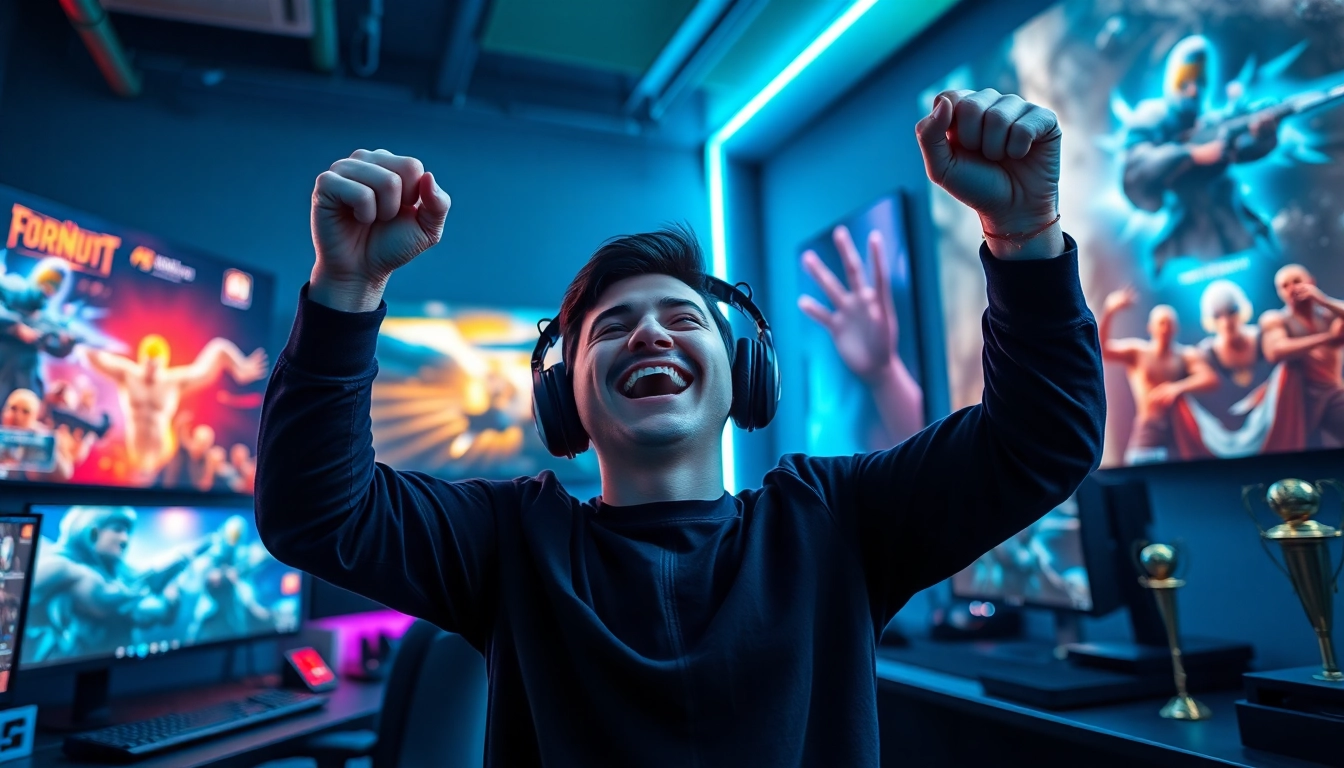Mild88 merayakan kemenangan dalam pengaturan game modern yang penuh warna.