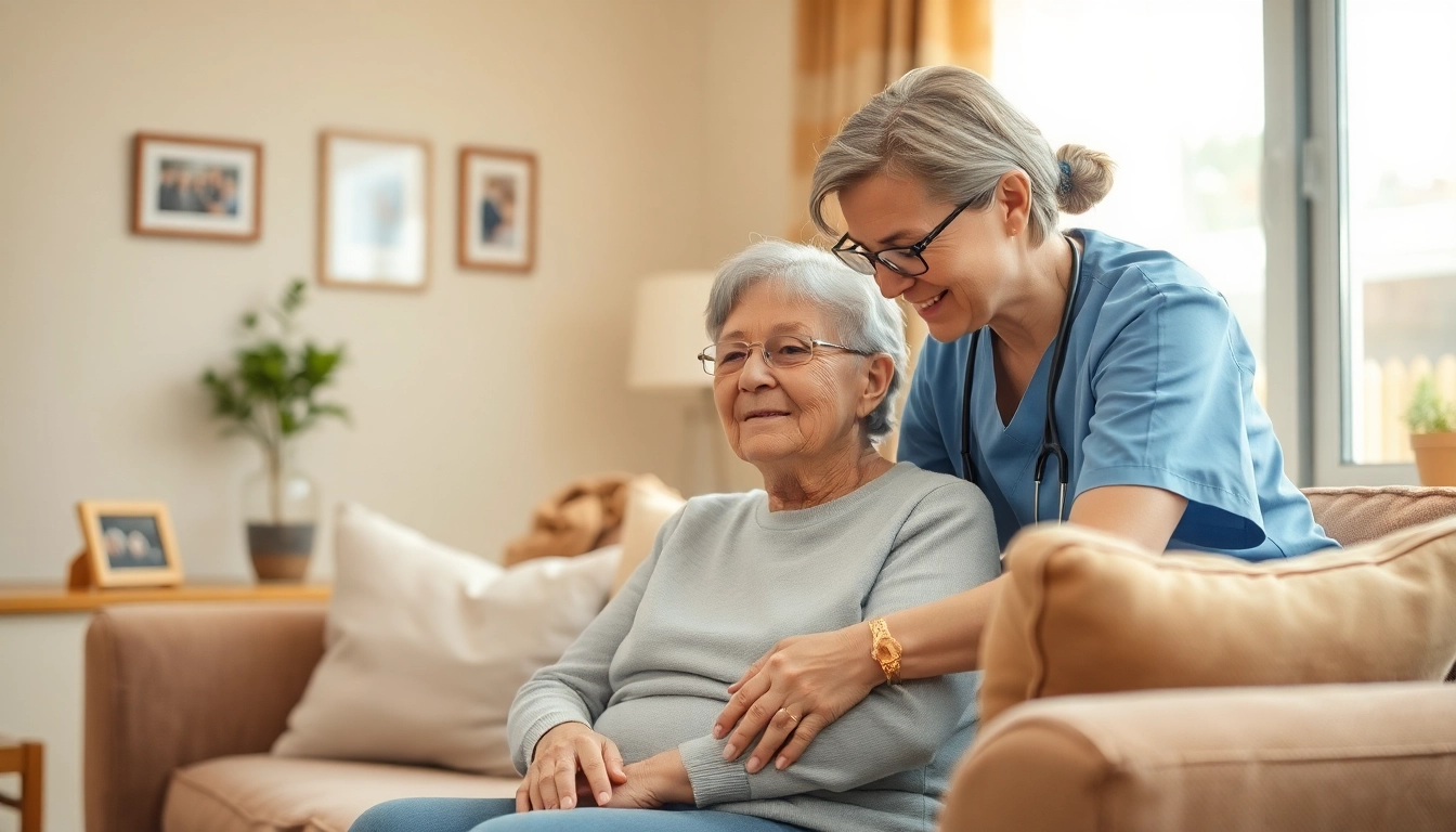 Engaging moment of austin senior home care with a caregiver and senior in a welcoming setting.